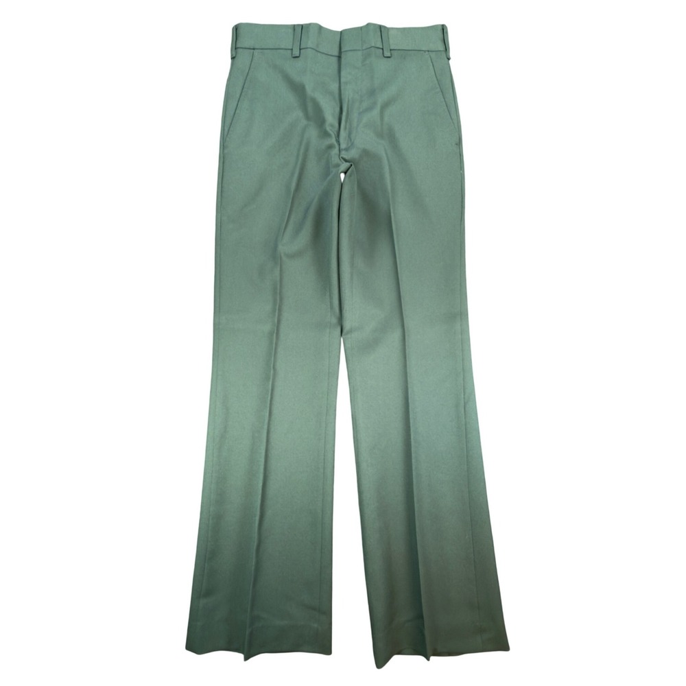 Maverick 70s Vintage Flare Trousers Mens 30x32 Green Polyester NWT Deadstock